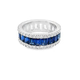Lady's White 18 Karat Half Sapphire Half Diamond Eternity Band Fashion