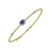 Gabriel & Co. Fashion 14K White-Yellow Gold Bujukan Sapphire and Diamond Halo Bangle