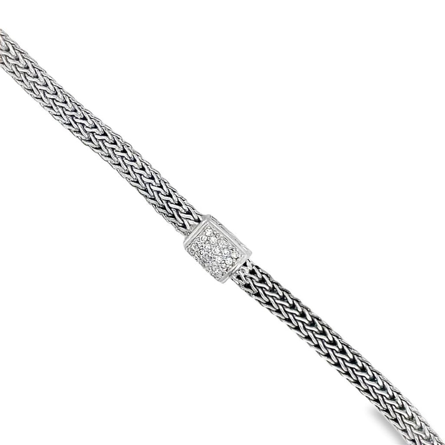 Sterling Silver John Hardy Classic Chain With Pave Diamond Clasp Estat