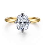 Two-Tone 14 Karat Elongated Cushion Compass Prong Solitaire Semi-Mount