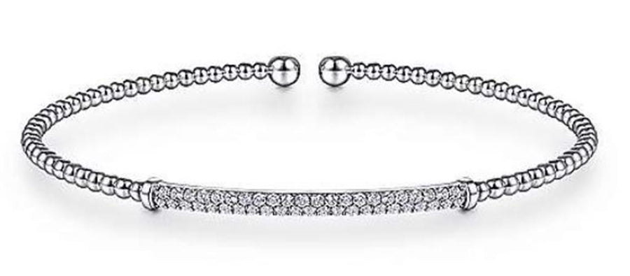 Gabriel & Co. Fashion 14K White Gold Bujukan Diamond Bar Bangle