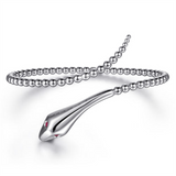 White Sterling Silver Beaded Bypss Snake Bracelet Bracelet Size 6 2 =