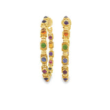 Gemstone Accented Inside/Out Hoop Earrings