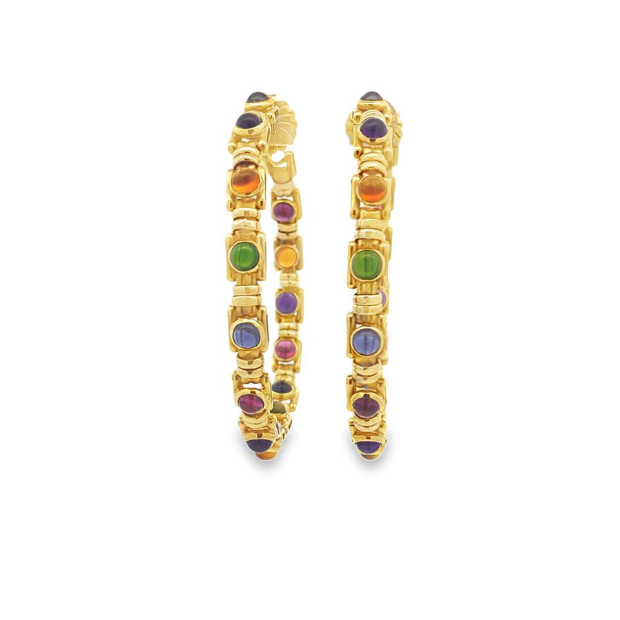Gemstone Accented Inside/Out Hoop Earrings
