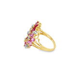 Yellow 14 Karat Floral Pink Sapphire, Pink Tourmaline, Ruby, And Diamo