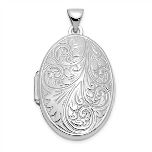 Quality Gold 14k White Gold Scroll Oval Locket