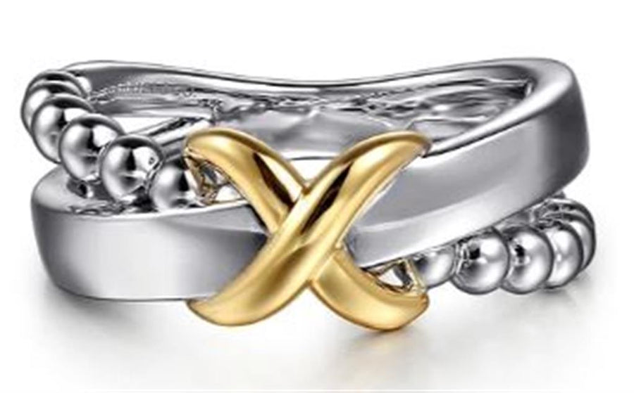 Gabriel & Co Two-Tone Bujukan Criss-Cross Ring