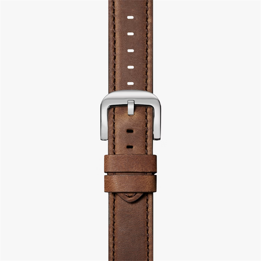 XL British Tan Leather Strap with a Polished Stainless Steel Buckle