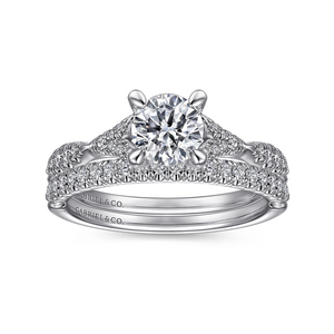 Gabriel & Co. Unica - 14K White Gold Split Shank Round Diamond Engagement Ring