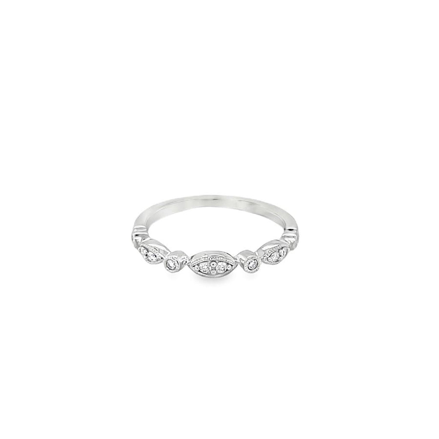 White 10 Karat Milgrain Alternating Wedding Band Estate Jewelry Size 5