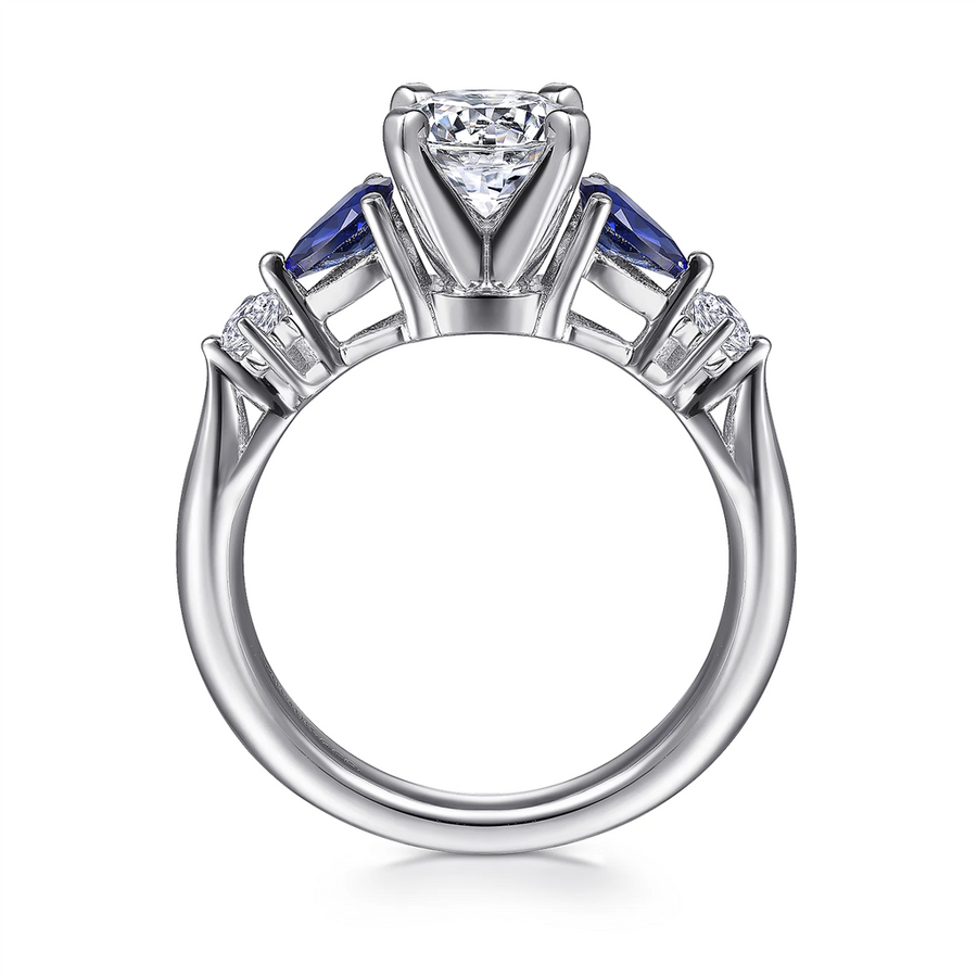 Gabriel & Co. Carrie - 14K White Gold Round Five Stone Sapphire and Diamond Engagement Ring Mounting