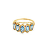 Yellow 10 Karat Milgrain 5 Stone Stair Step Ring Estate Jewelry 5= Marquise Blue Topazs Gram Weight: 2.1