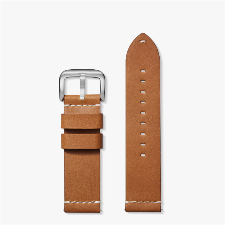 Largo Tan Leather Watch Strap with a Polished Stainless Steel Buckle