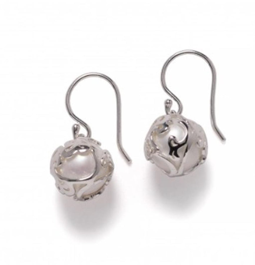 Southern Gates Lady's Classic Caged Filigree Freshwater Pearl Earrings