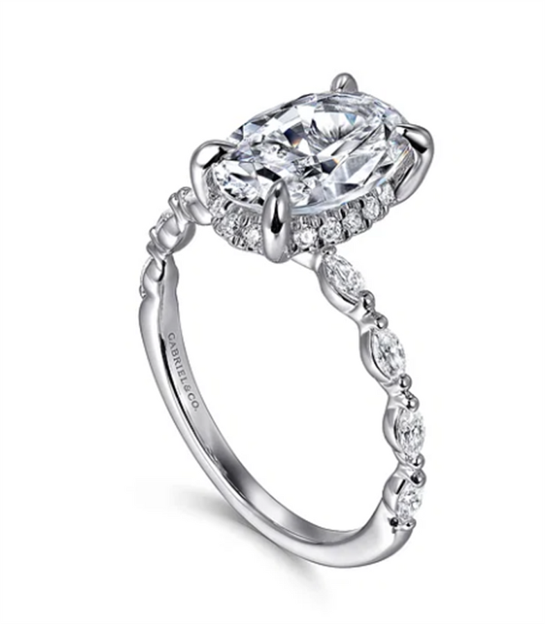 Gabriel & Co. Lady's Oval Hidden Halo Engagement Ring Mounting