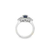 Estate Oval Sapphire Diamond Halo Ring