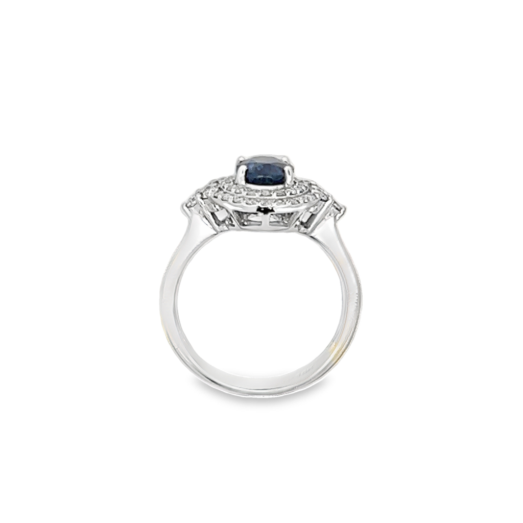 Estate Oval Sapphire Diamond Halo Ring