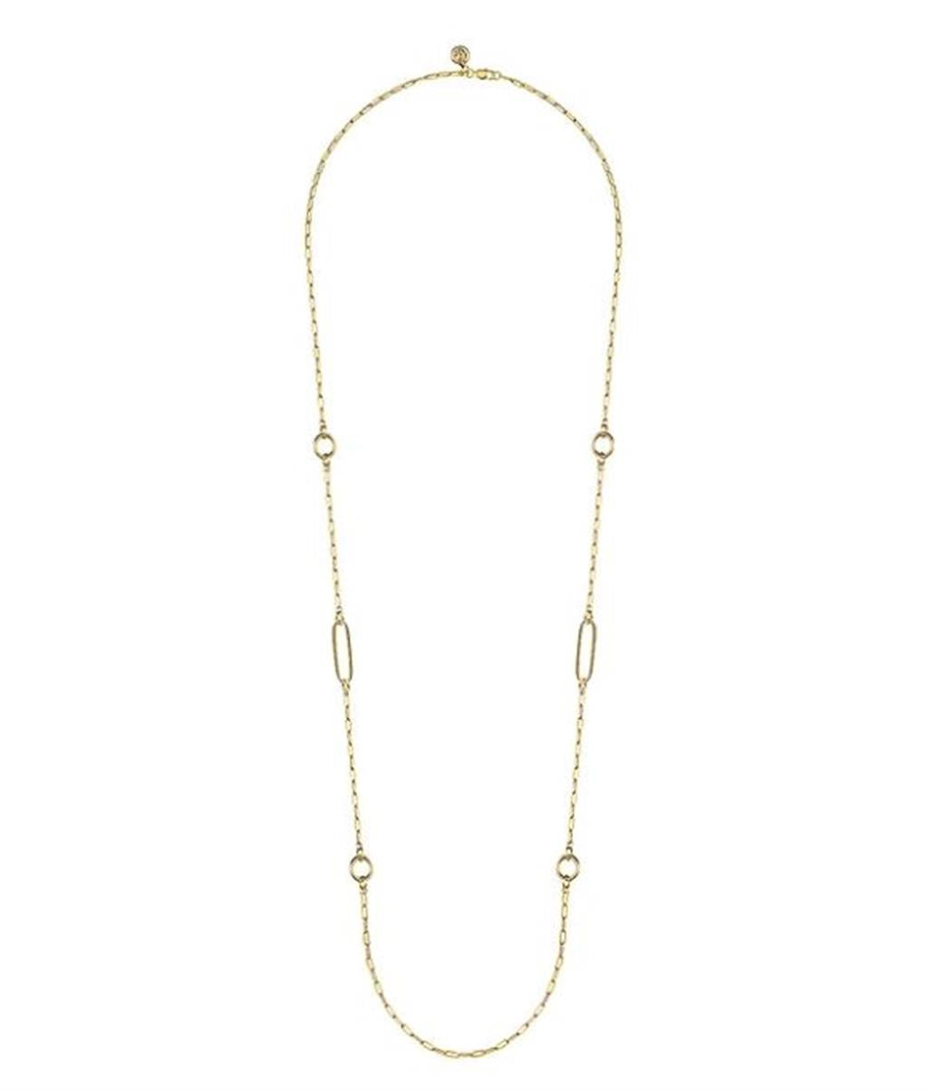 Gold Chain Necklace with Circle Stations