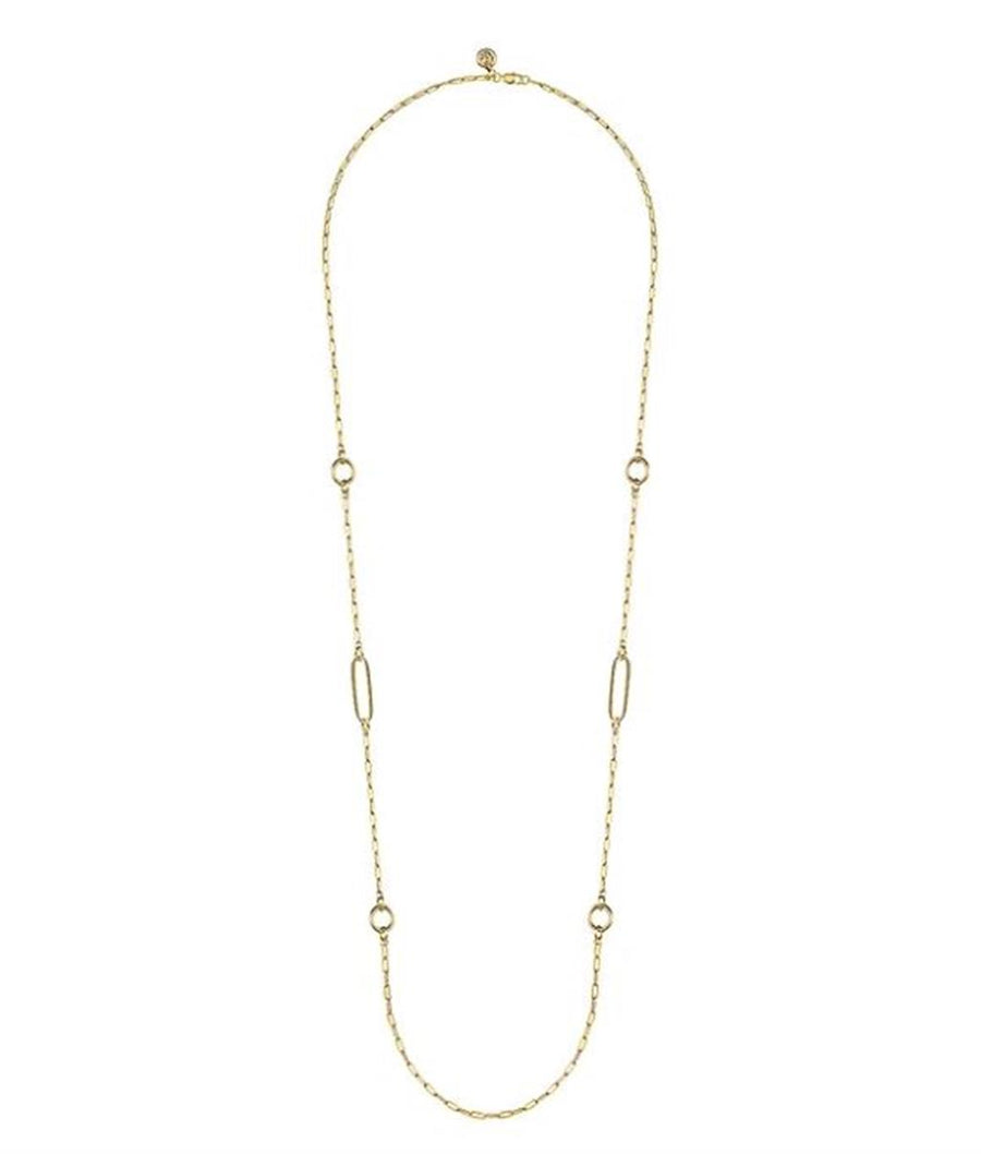 Gold Chain Necklace with Circle Stations