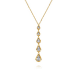 Lady's Two-Tone 14 Karat Graduated Teardrop Bar Pendant Necklace Lengt