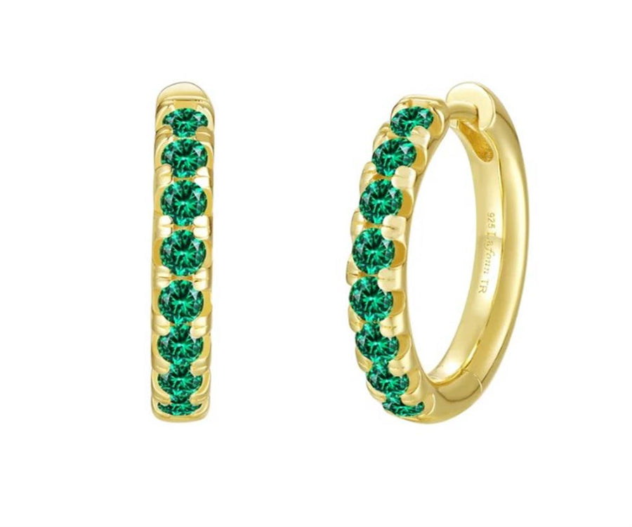 Lafonn Yellow Gold-Plated Sterling Silver Pave Hinged Huggie