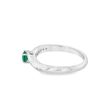 Nelson Lady's White 18 Karat Curved Emerald and Diamond Fashion Ring