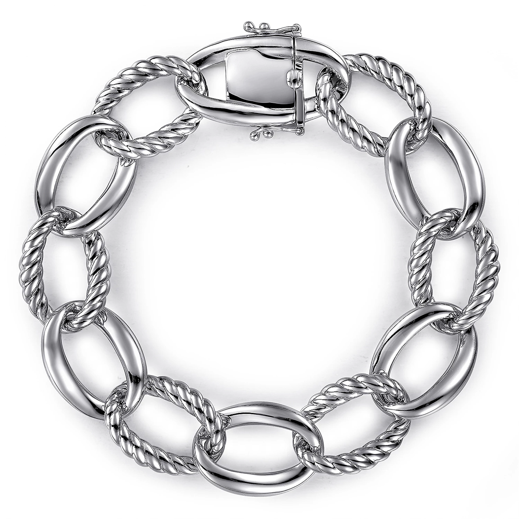 Gabriel & Co. Silver 925 Sterling Silver Rope Link Chain Bracelet