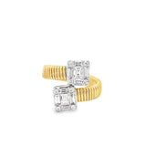 Lady's Yellow/White 14 Karat Polished/Textured Bypass Mosaic Fashion R