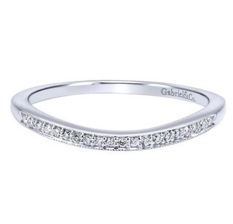 Gabriel & Co Lady's Milgrain Curved Diamond Wedding Band