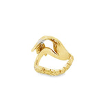 14 Karat Yellow  Cobra Ring With Emerald Accent Estate Jewelry Size 6