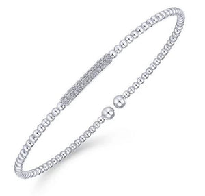 Gabriel & Co Lady's Double Diamond Bar Bujukan Bead Bangle Bracelet