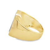 Yellow 14 Karat Bezel Set Oval Lapis Signet Ring Estate Jewelry Size 8