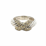 Estate David Yurman Two Tone Diamond X Ring