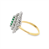 Estate Pear Shape Emerald Double Diamond Halo Necklace