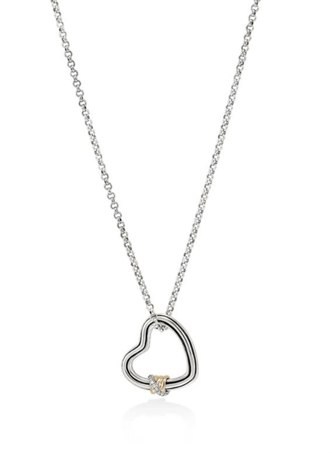 John Hardy Two-Tone Sterling Silver And 14 Karat Yellow Gold Bamboo Heart Necklace