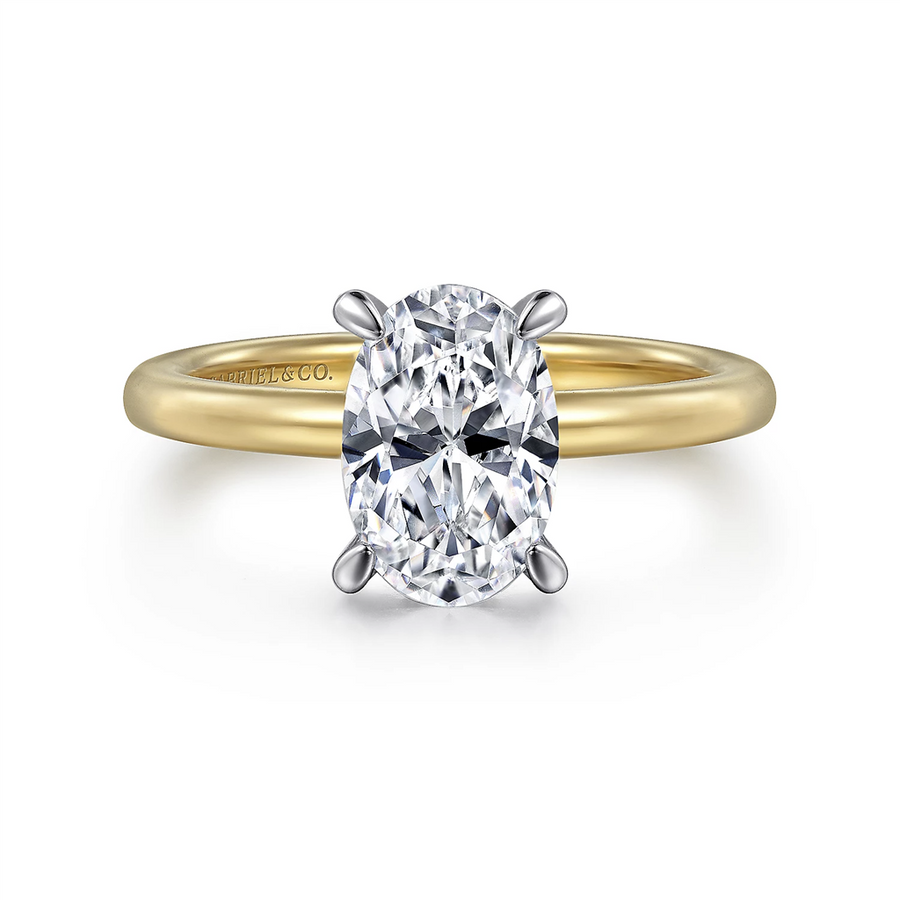Gabriel & Co. Cari - 14K White-Yellow Gold Hidden Halo Oval Diamond Engagement Ring Mounting