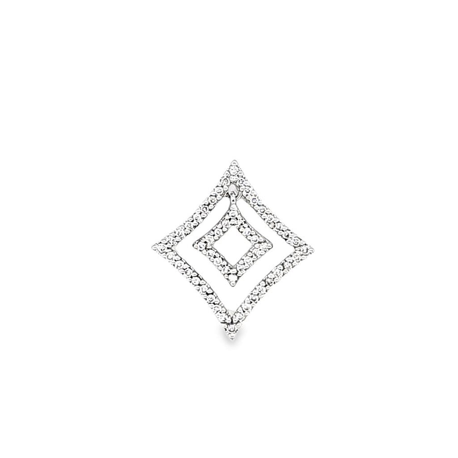 White 14 Karat 19.9X17.7mm Double Diamond Dangle With A 1.7mm Hidden B