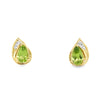 Estate Pear Shape Peridot and Diamond Stud Earrings