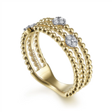 Gabriel & Co. Fashion 14K Yellow Gold Bujukan Diamond Cluster Stations Easy Stackable Ring
