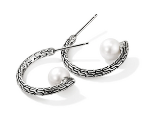 Sterling Silver JH Essentials Pearl Hoop Earrings John Hardy 2 6.50x6.