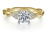 Gabriel & Co Two-Tone Twisted Rope Diamond Cluster Engagement Ring Mounting