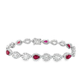 White 18 Karat Pear Halo Bracelet Length 6.5 6 = 3.35tw Pear Rubies
1