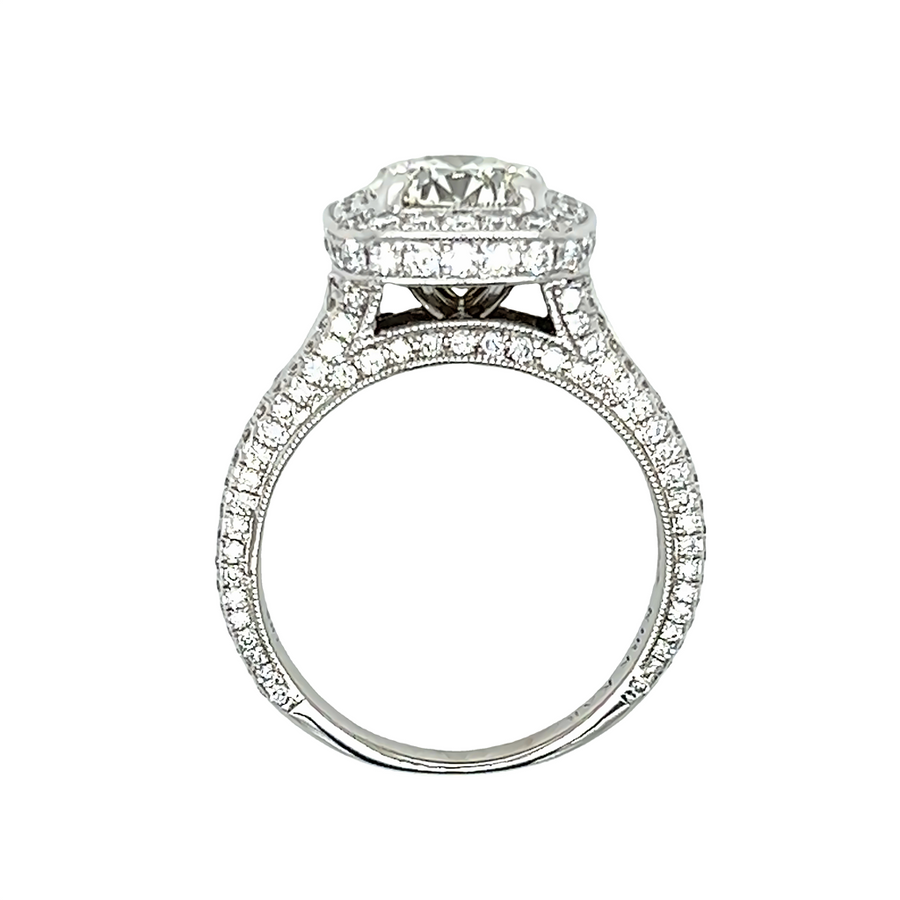 White 18 Karat Kirk Kara Halo Engagement Ring Estate Jewelry Size 7.5 one 1.70ct Round K/L VS2 Diamond
1.50tw Round G/H VS2/SI1 Diamonds