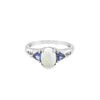 White 14 Karat 3 Stone Ring Estate Jewelry Size 6.5 one 8.00x6.00mm Ov