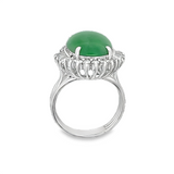 Jade & Diamond Halo Ring- GIA