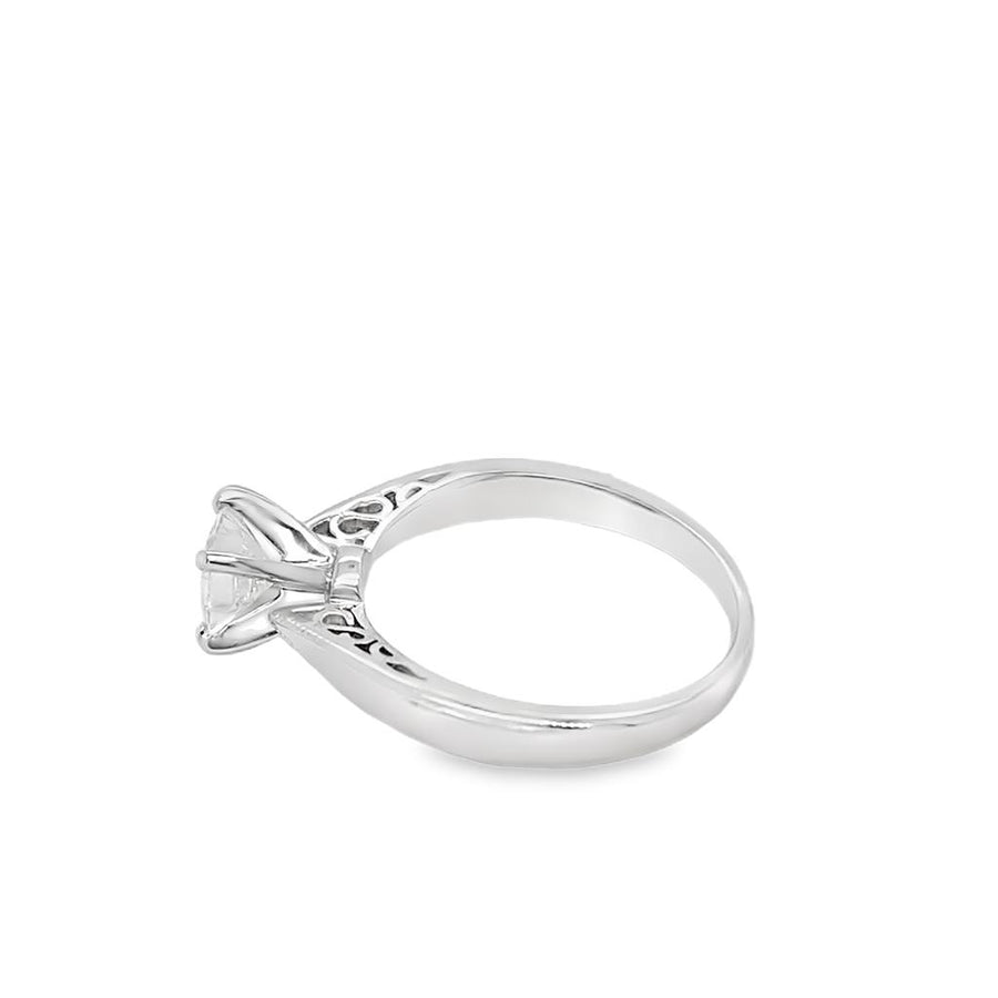 Estate Filligree Cathedral Princess Cut Solitaire Engagement Ring