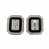 Estate Black Enamel Diamond Earrings