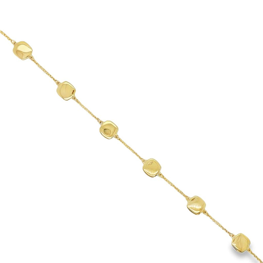 Yellow 14 Karat Cushion Shape Station Bracelet Bracelet Length 7.5 Des