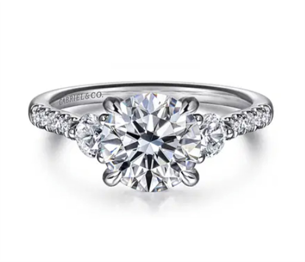 Gabriel & Co. 3 Stone Lotus Engagement Ring Mounting