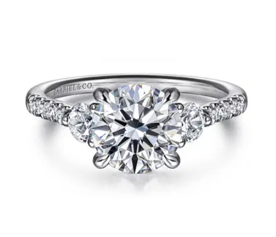 Gabriel & Co. 3 Stone Lotus Engagement Ring Mounting